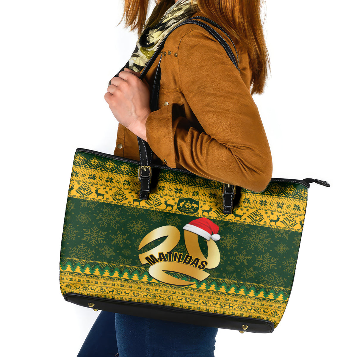 personalised-australia-matildas-christmas-leather-tote-bag-merry-xmas-2023-national-color