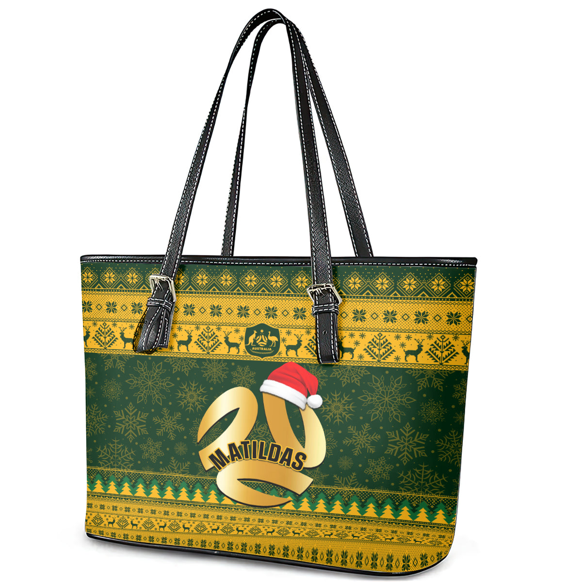 personalised-australia-matildas-christmas-leather-tote-bag-merry-xmas-2023-national-color