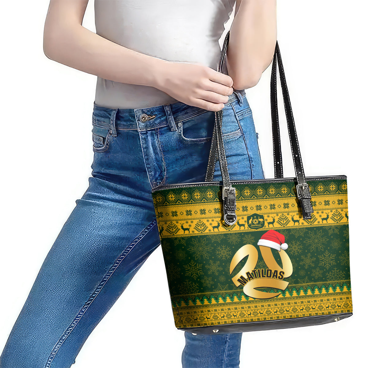 personalised-australia-matildas-christmas-leather-tote-bag-merry-xmas-2023-national-color