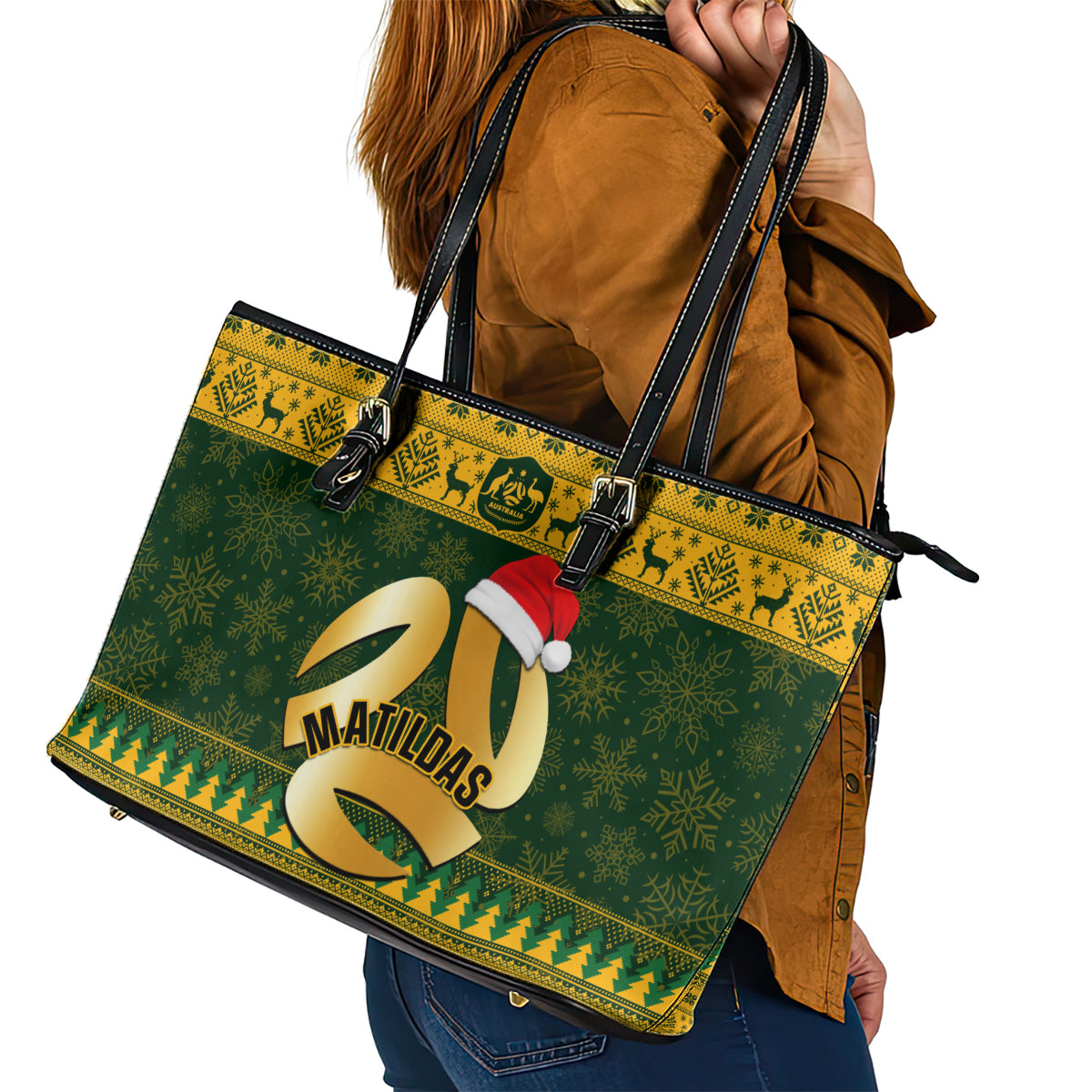 personalised-australia-matildas-christmas-leather-tote-bag-merry-xmas-2023-national-color