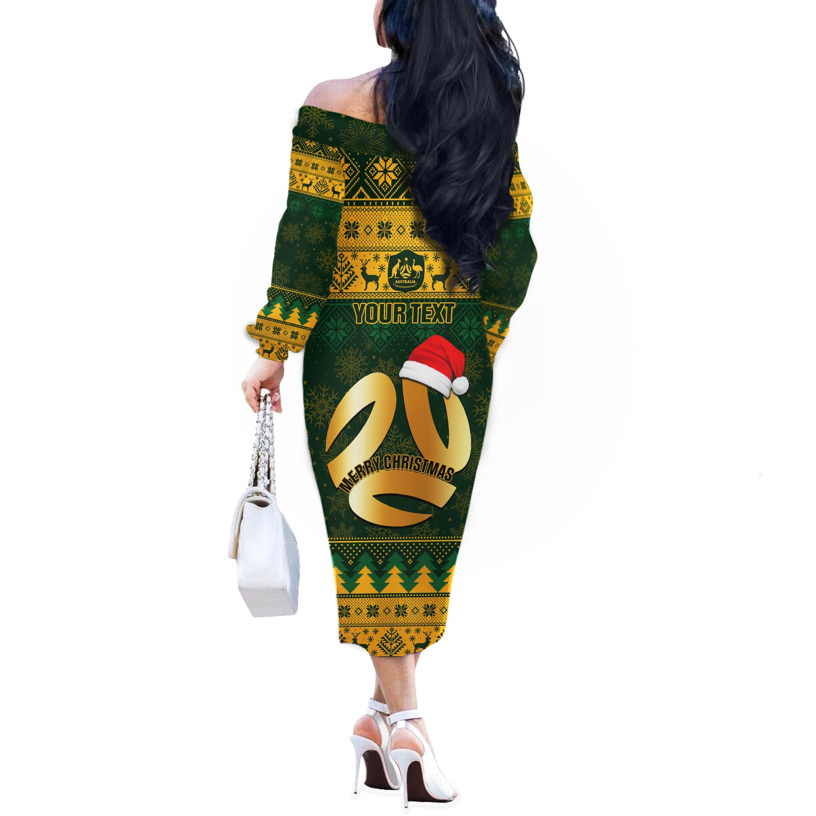 personalised-australia-matildas-christmas-off-the-shoulder-long-sleeve-dress-merry-xmas-2023-national-color