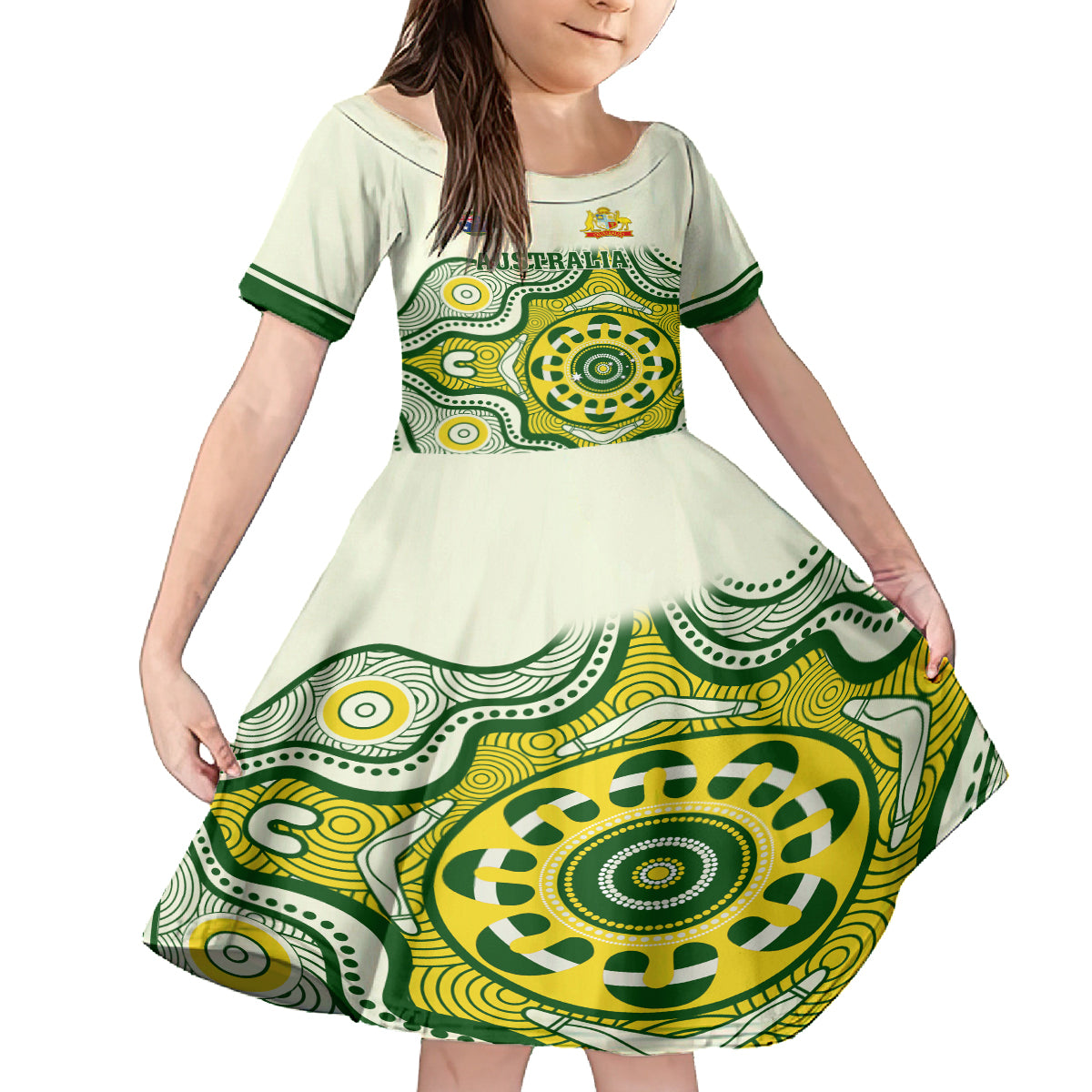 australia-cricket-kid-short-sleeve-dress-boxing-day-2023-test-indigenous-art