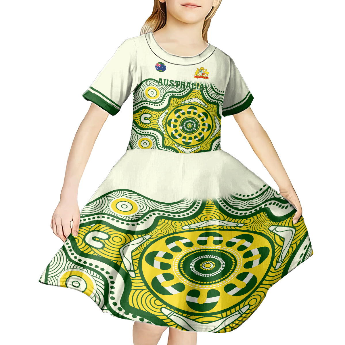 australia-cricket-kid-short-sleeve-dress-boxing-day-2023-test-indigenous-art