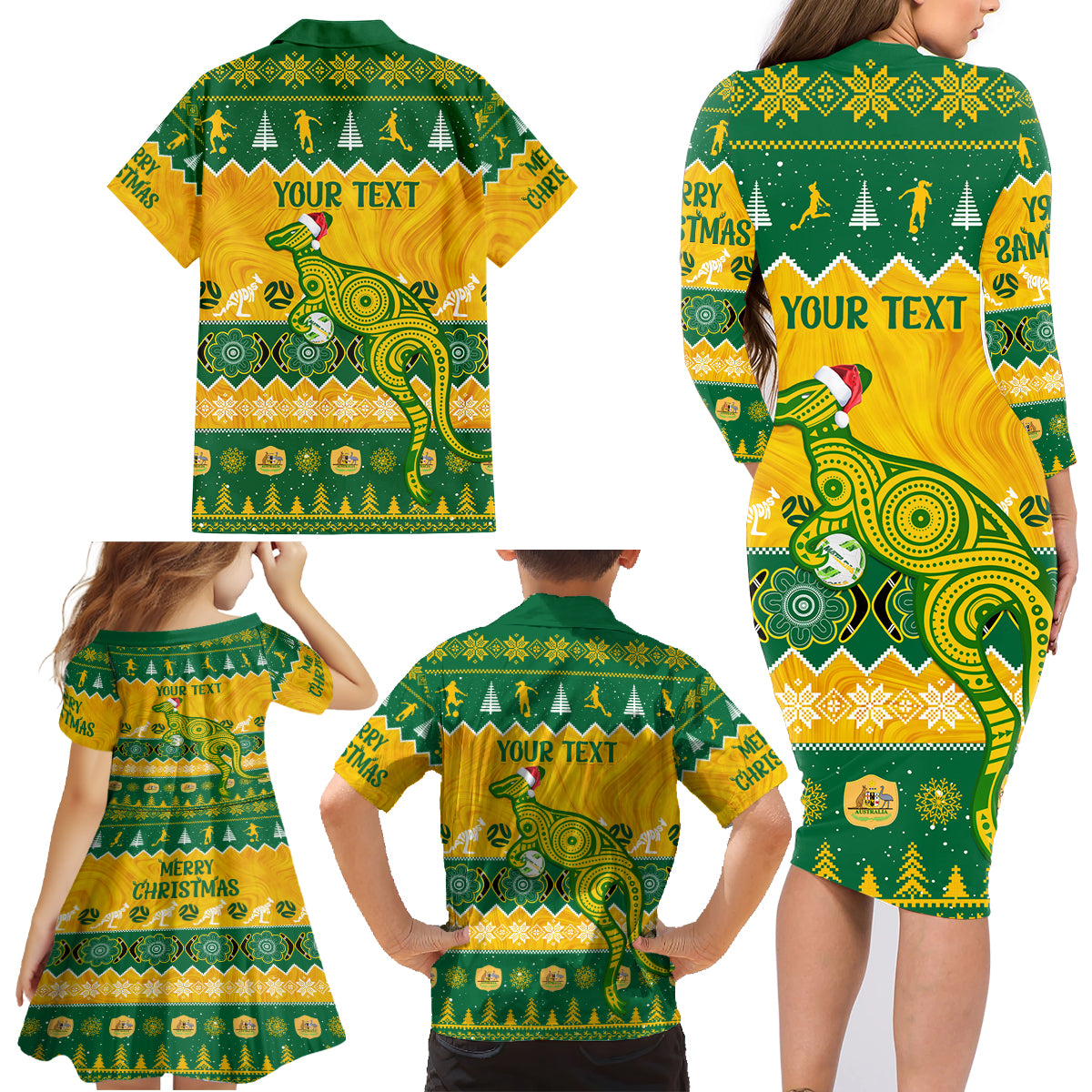 personalised-australia-soccer-christmas-family-matching-long-sleeve-bodycon-dress-and-hawaiian-shirt-all-i-want-for-xmas-is-matildas