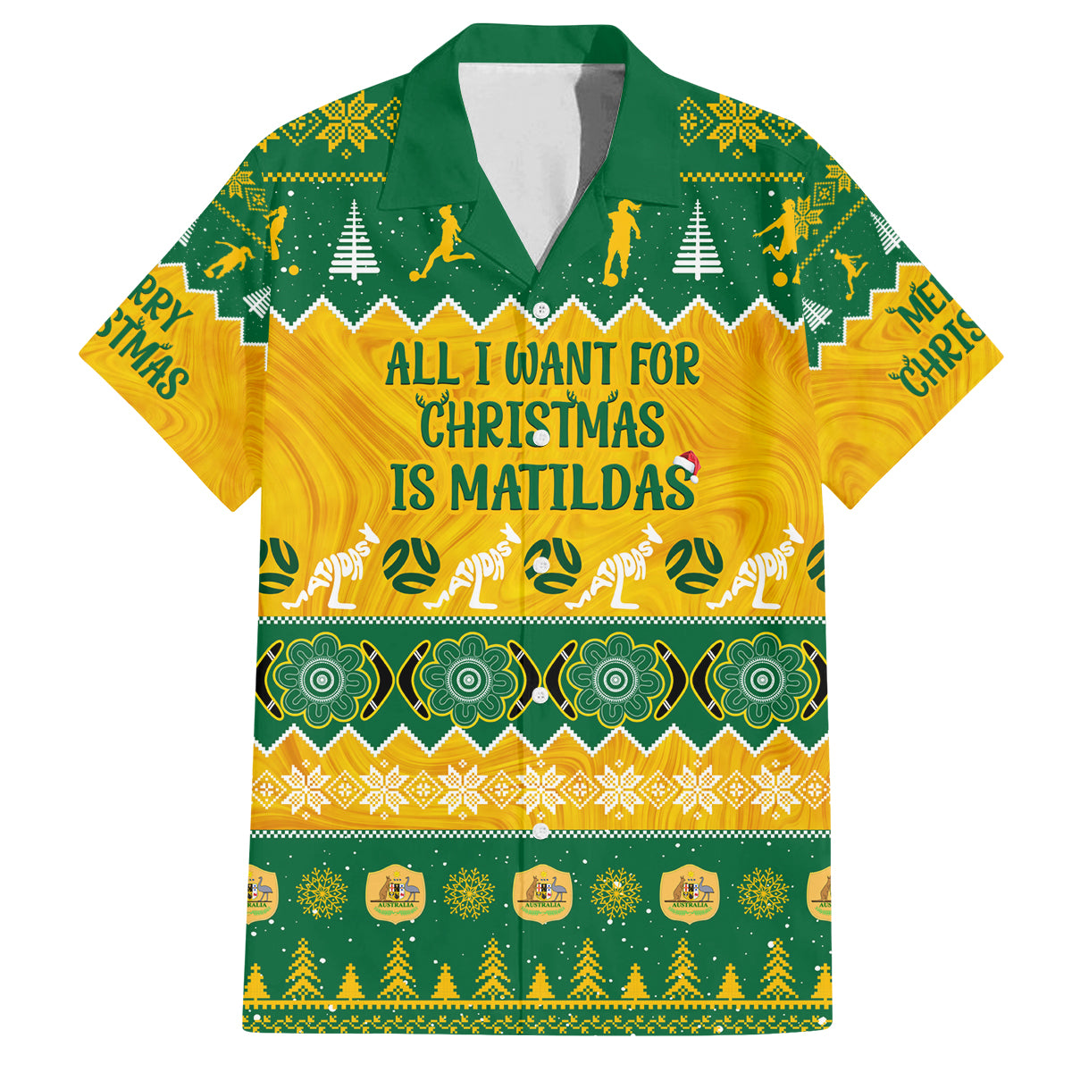 personalised-australia-soccer-christmas-family-matching-long-sleeve-bodycon-dress-and-hawaiian-shirt-all-i-want-for-xmas-is-matildas