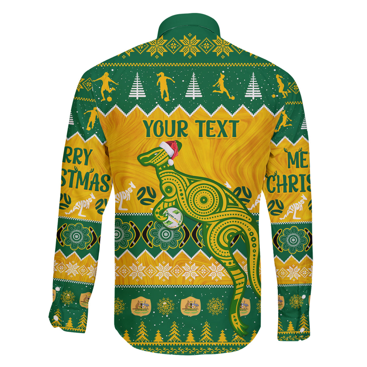 personalised-australia-soccer-christmas-family-matching-long-sleeve-bodycon-dress-and-hawaiian-shirt-all-i-want-for-xmas-is-matildas