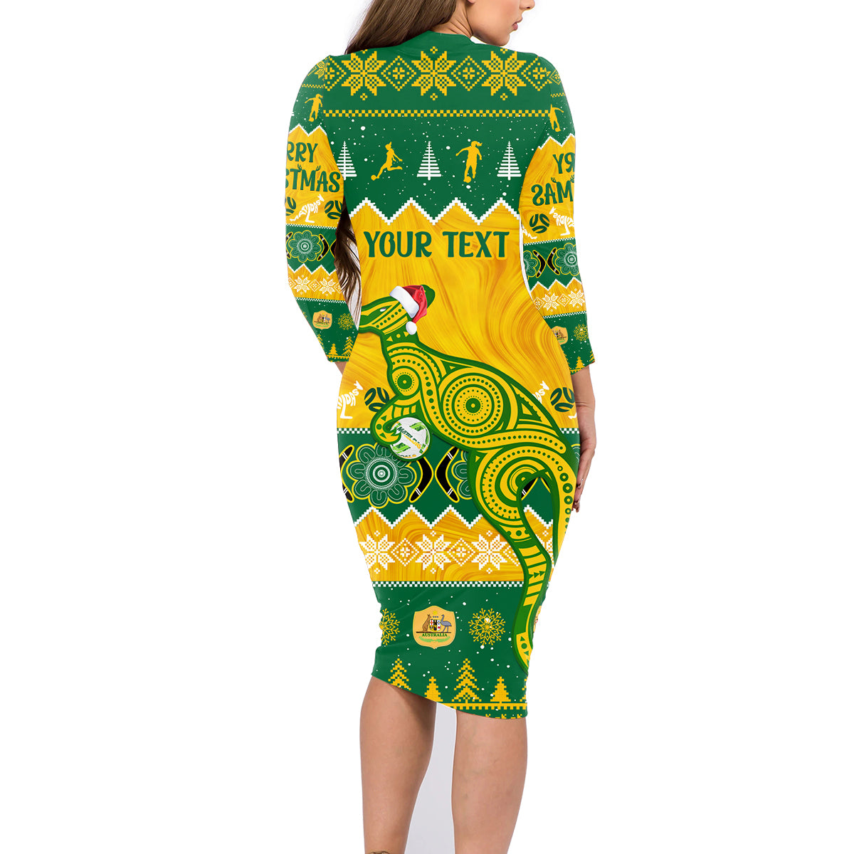 personalised-australia-soccer-christmas-family-matching-long-sleeve-bodycon-dress-and-hawaiian-shirt-all-i-want-for-xmas-is-matildas