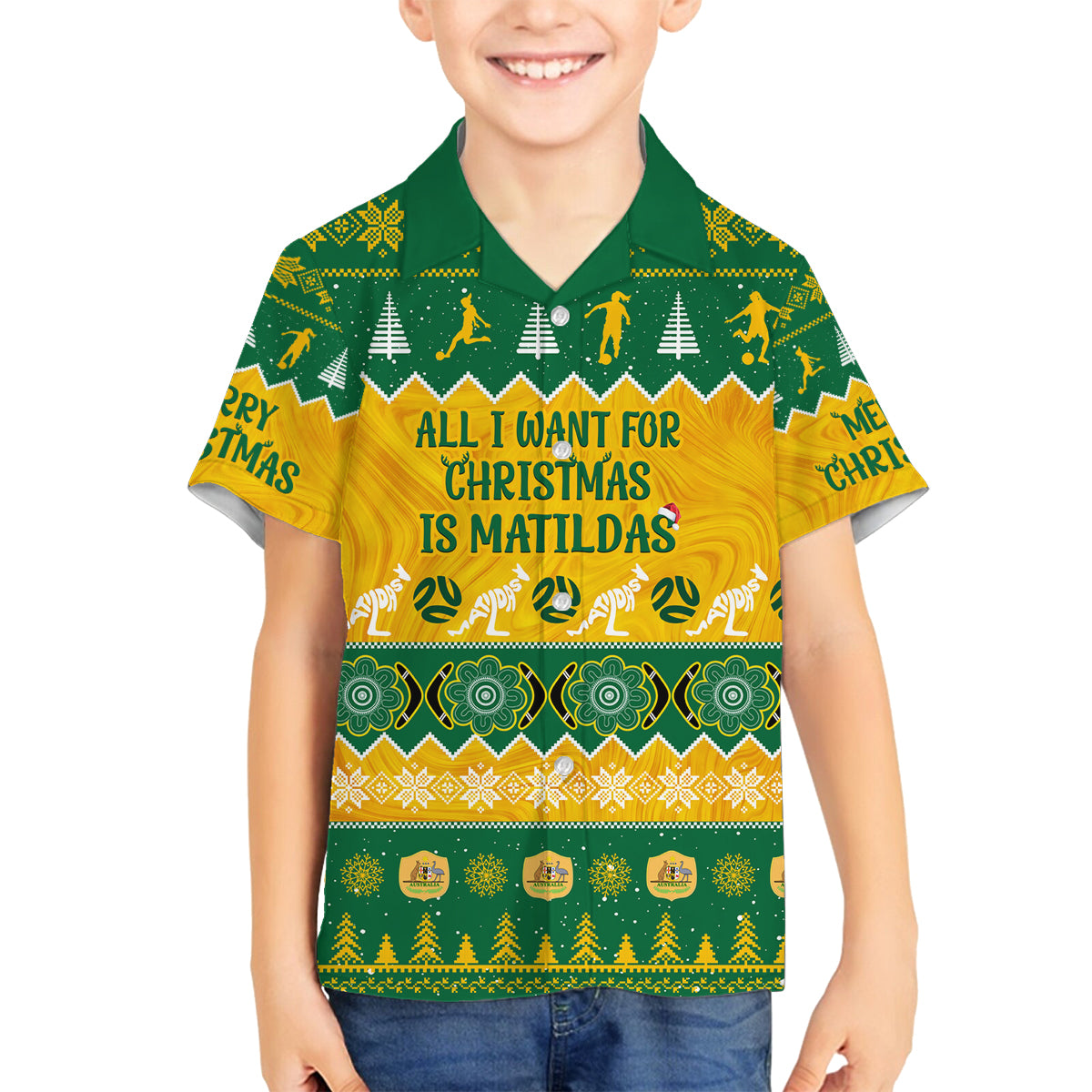 personalised-australia-soccer-christmas-family-matching-long-sleeve-bodycon-dress-and-hawaiian-shirt-all-i-want-for-xmas-is-matildas