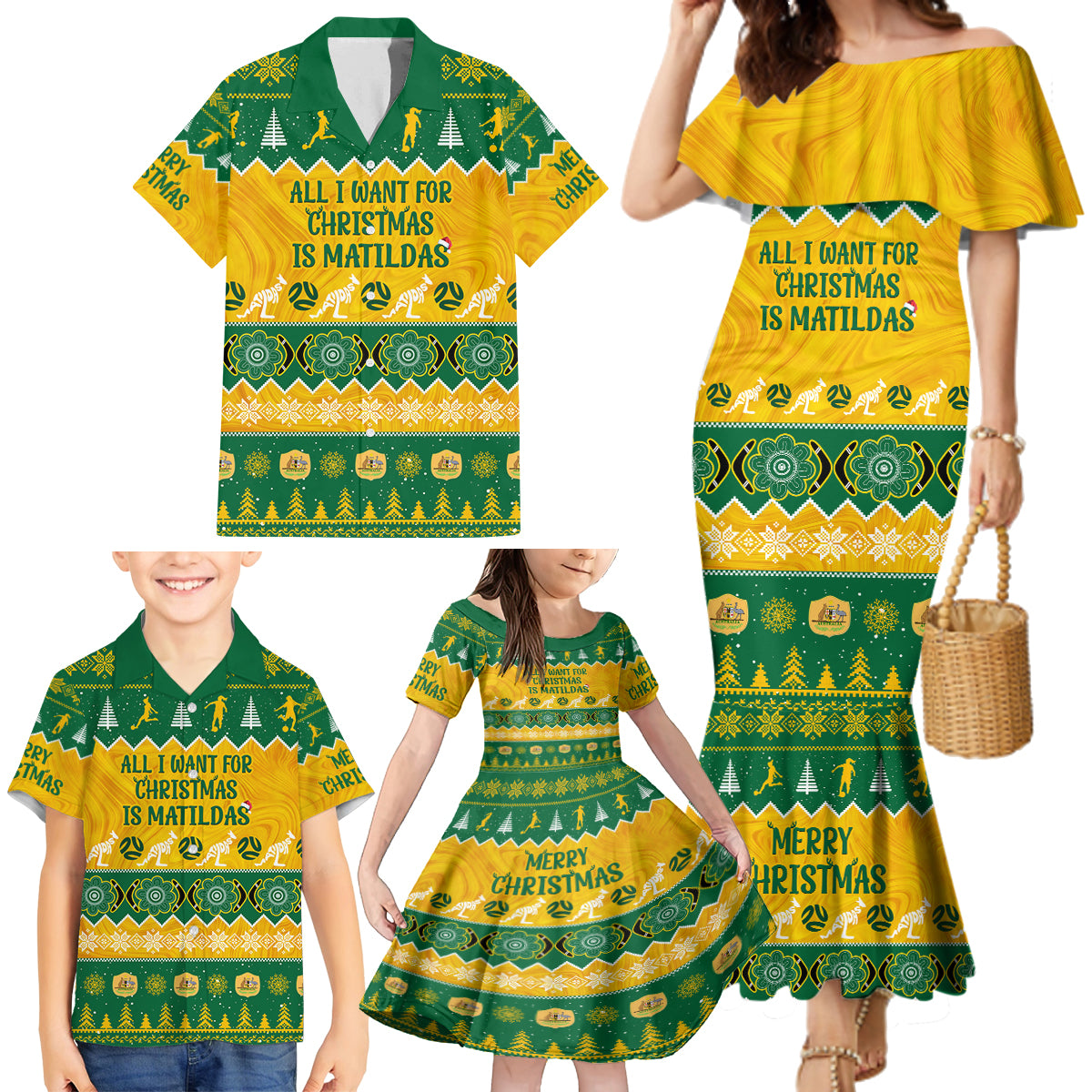 personalised-australia-soccer-christmas-family-matching-mermaid-dress-and-hawaiian-shirt-all-i-want-for-xmas-is-matildas