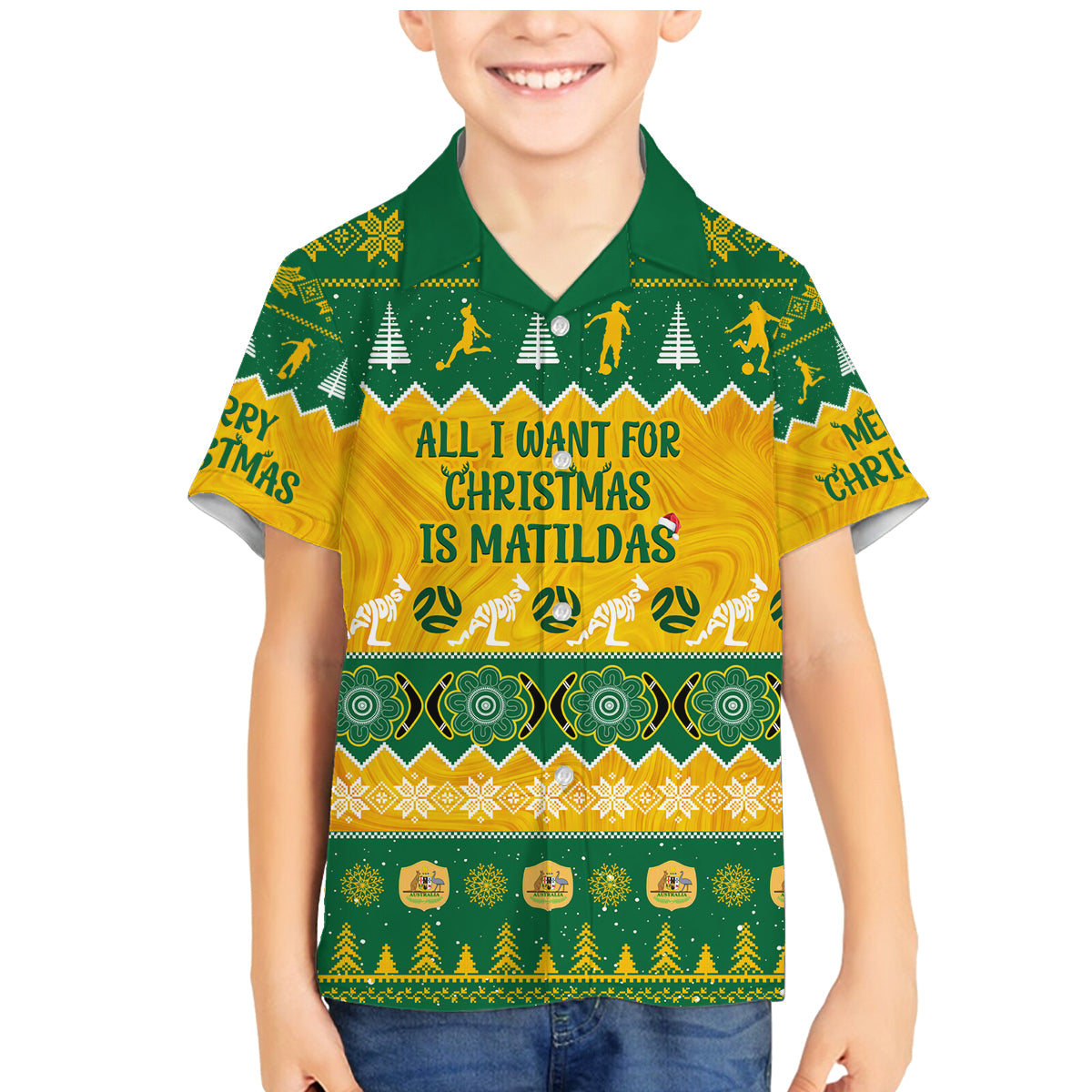 personalised-australia-soccer-christmas-family-matching-mermaid-dress-and-hawaiian-shirt-all-i-want-for-xmas-is-matildas