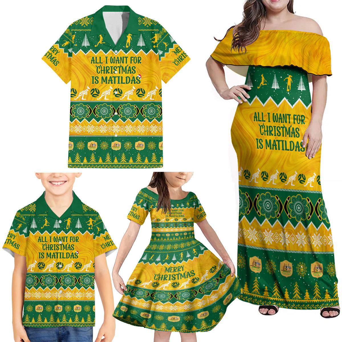 personalised-australia-soccer-christmas-family-matching-off-shoulder-maxi-dress-and-hawaiian-shirt-all-i-want-for-xmas-is-matildas