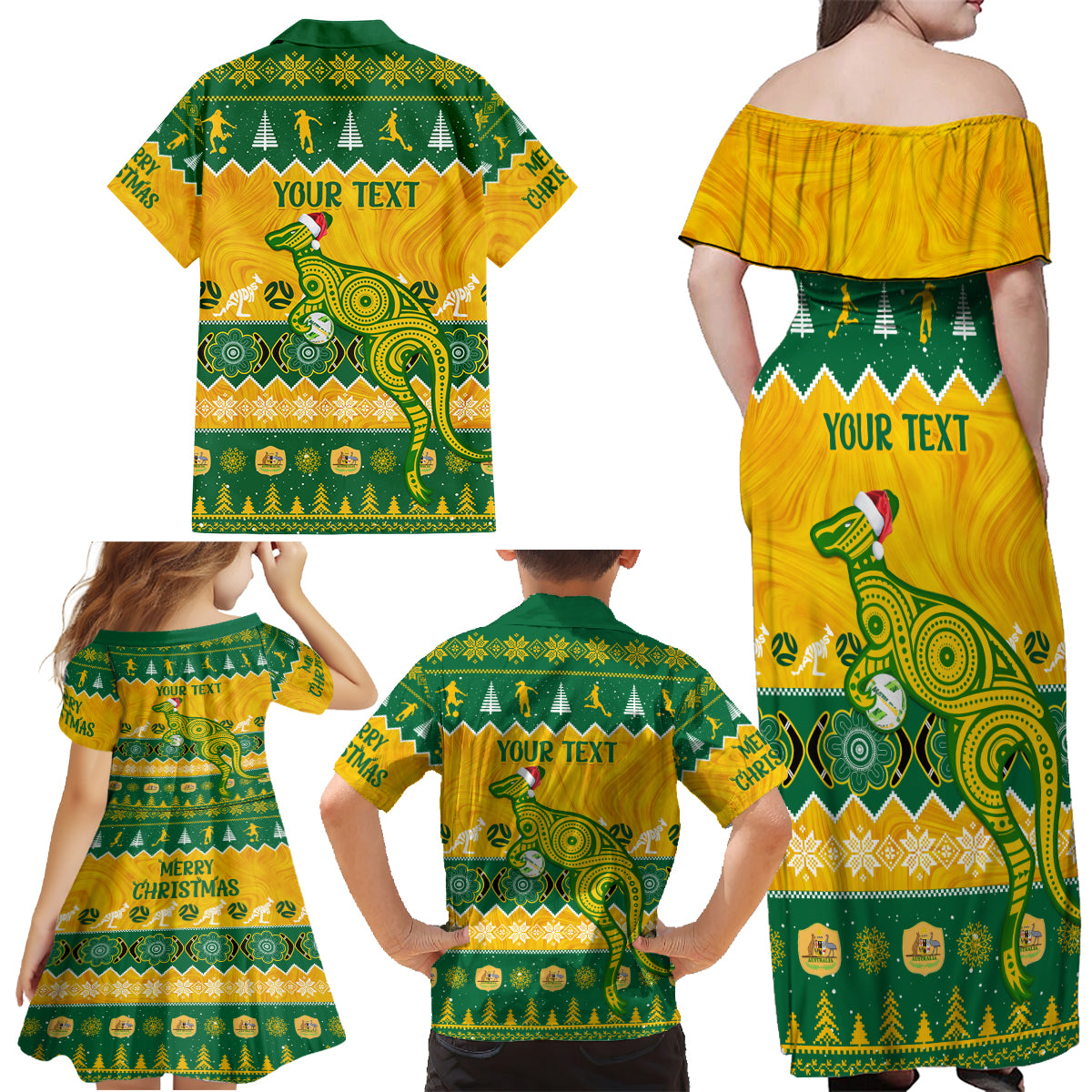 personalised-australia-soccer-christmas-family-matching-off-shoulder-maxi-dress-and-hawaiian-shirt-all-i-want-for-xmas-is-matildas