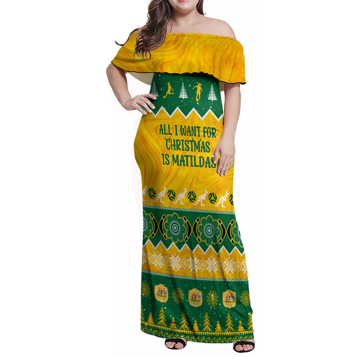 personalised-australia-soccer-christmas-family-matching-off-shoulder-maxi-dress-and-hawaiian-shirt-all-i-want-for-xmas-is-matildas