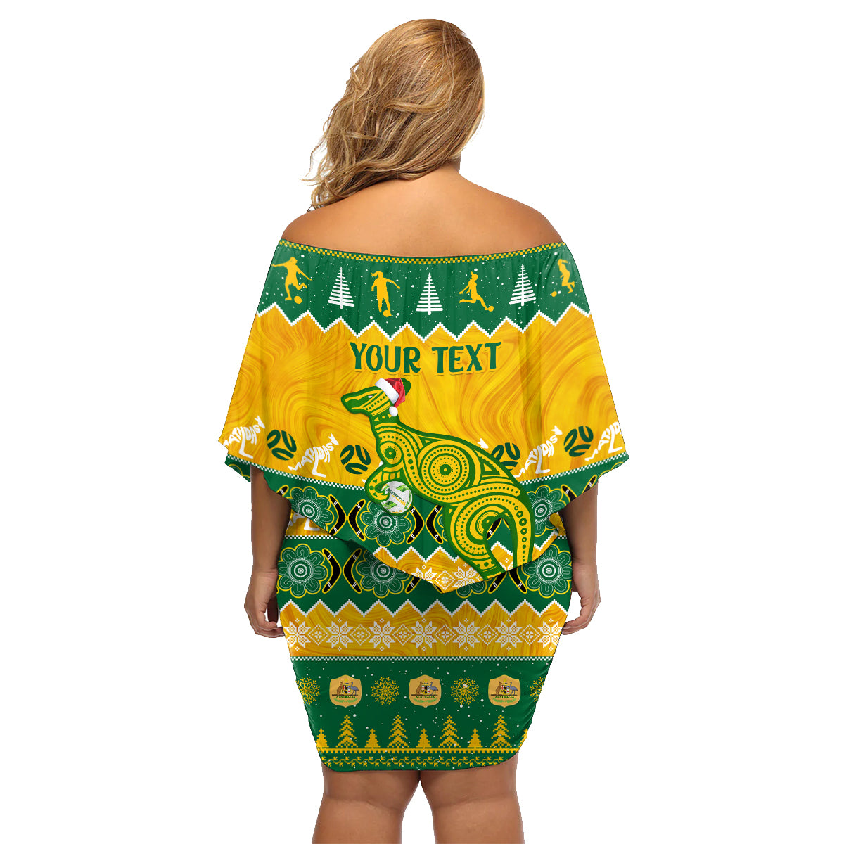 personalised-australia-soccer-christmas-family-matching-off-shoulder-short-dress-and-hawaiian-shirt-all-i-want-for-xmas-is-matildas