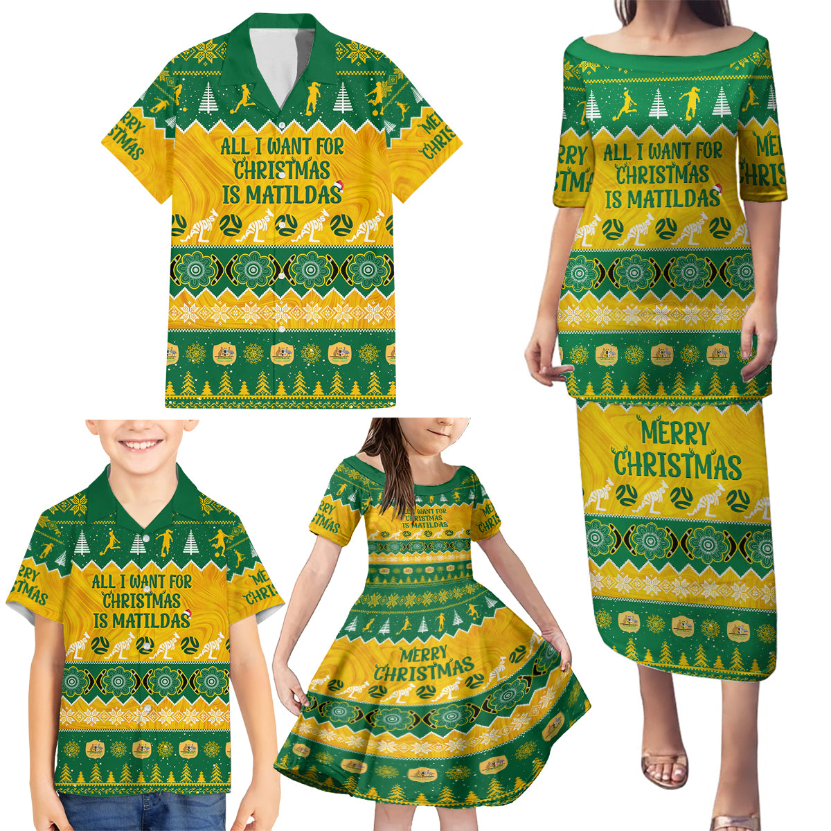 personalised-australia-soccer-christmas-family-matching-puletasi-dress-and-hawaiian-shirt-all-i-want-for-xmas-is-matildas