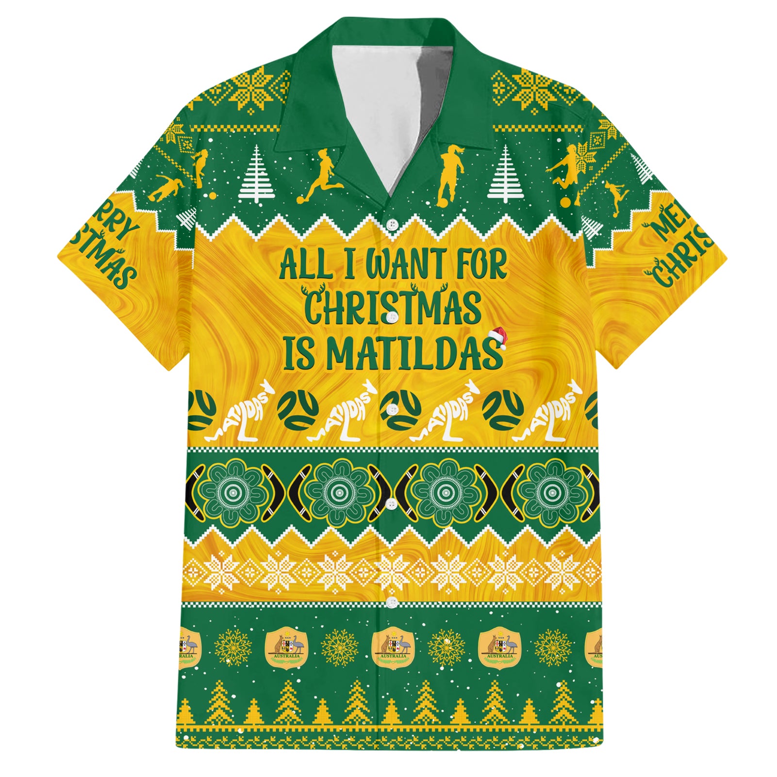 personalised-australia-soccer-christmas-family-matching-short-sleeve-bodycon-dress-and-hawaiian-shirt-all-i-want-for-xmas-is-matildas