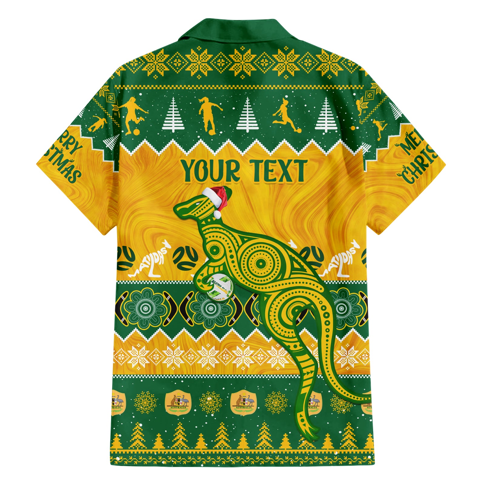 personalised-australia-soccer-christmas-family-matching-short-sleeve-bodycon-dress-and-hawaiian-shirt-all-i-want-for-xmas-is-matildas