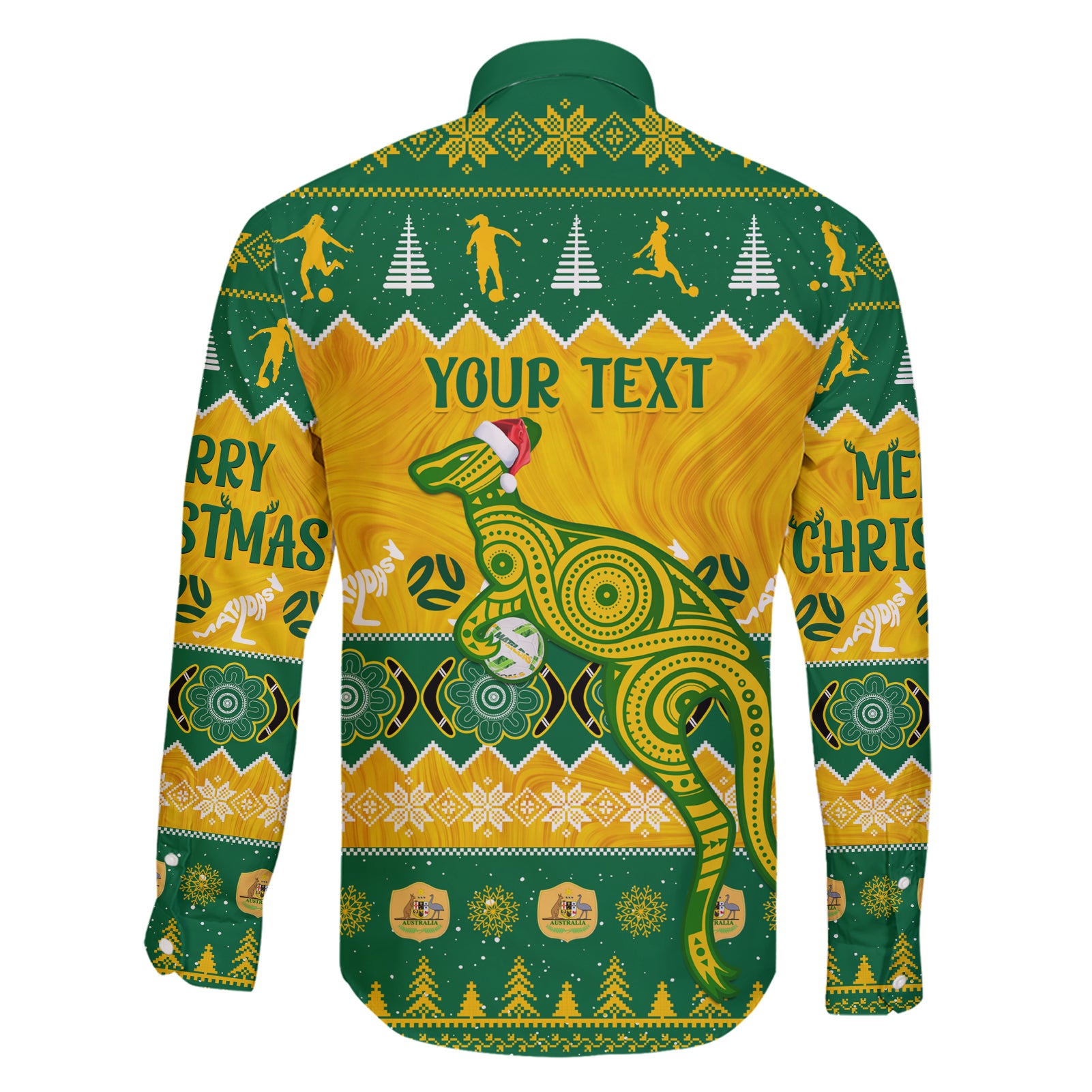 personalised-australia-soccer-christmas-family-matching-short-sleeve-bodycon-dress-and-hawaiian-shirt-all-i-want-for-xmas-is-matildas