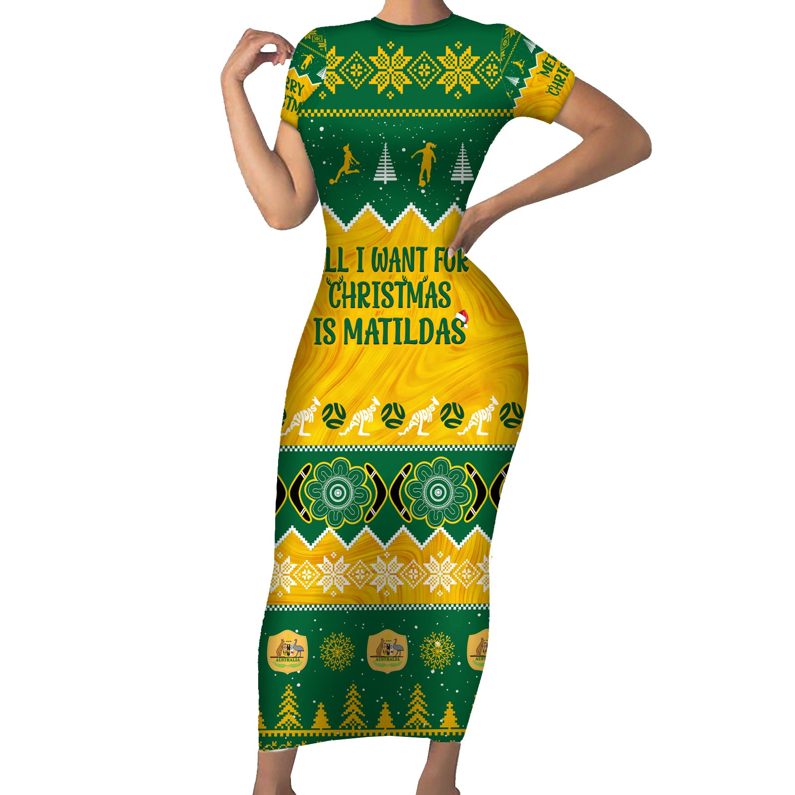 personalised-australia-soccer-christmas-family-matching-short-sleeve-bodycon-dress-and-hawaiian-shirt-all-i-want-for-xmas-is-matildas