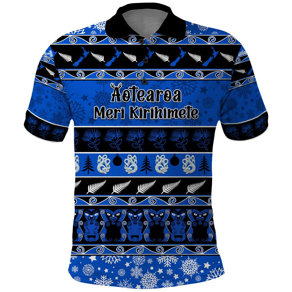 personalised-new-zealand-christmas-polo-shirt-aotearoa-kiwi-meri-kirihimete-blue-version