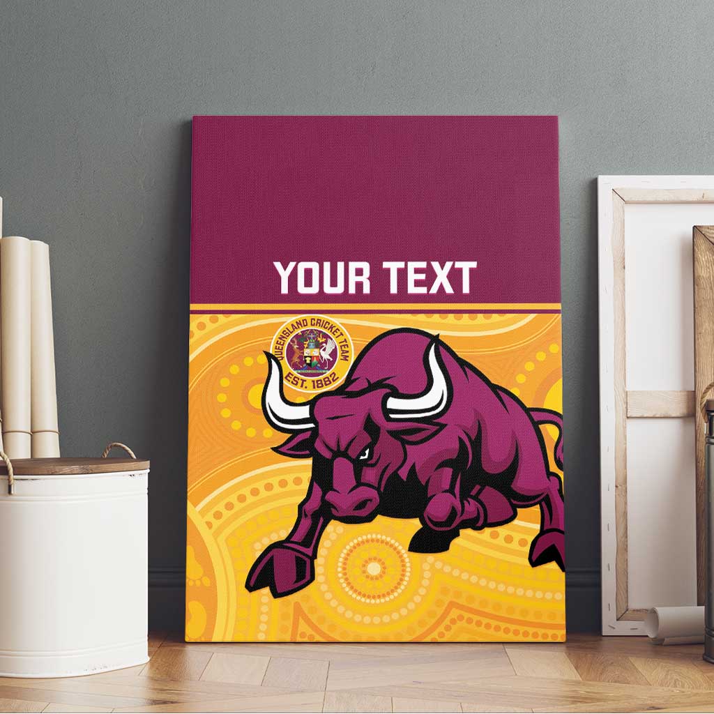 Custom Australia Queensland Cricket Canvas Wall Art Go Bulls - Aboriginal Art