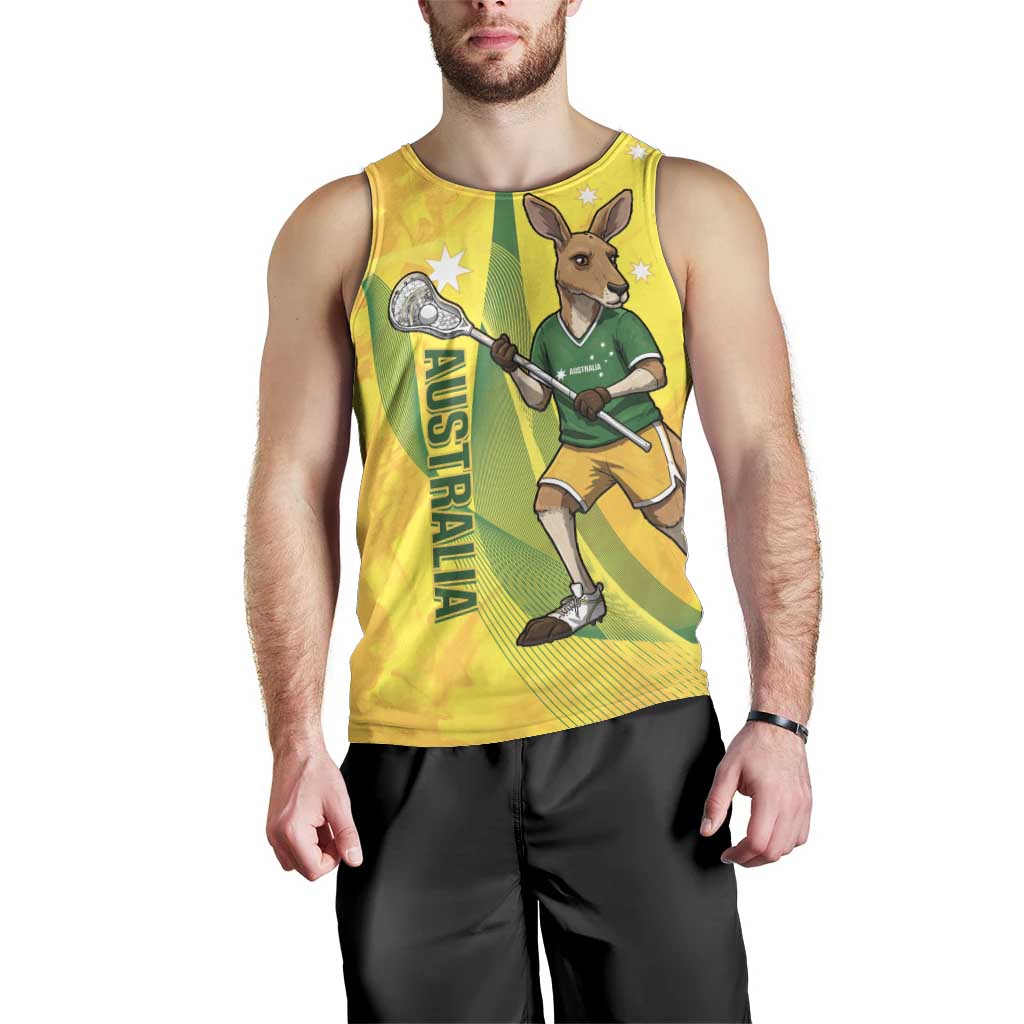 Personalised Australia Lacrosse Men Tank Top Go Aussie Kangaroo Dynamic Style