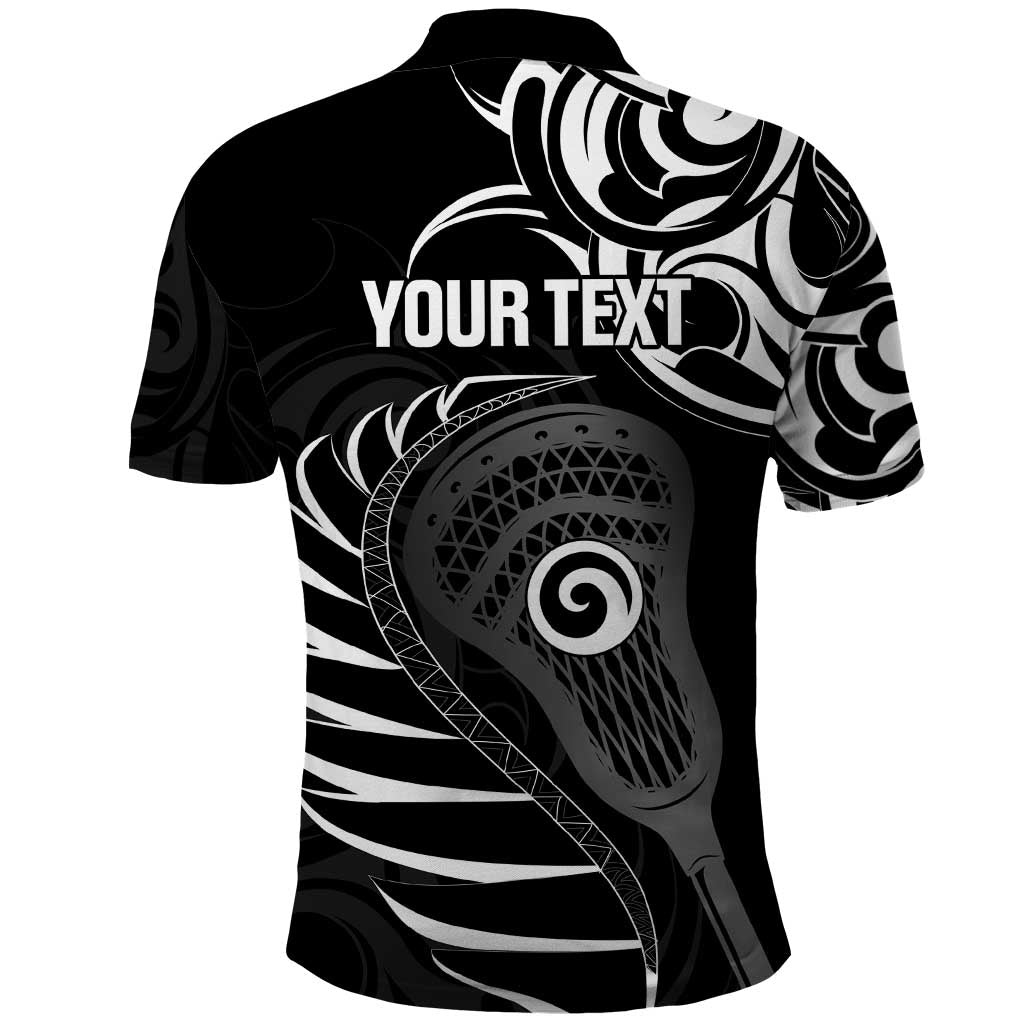 Personalised New Zealand Silver Fern Lacrosse Polo Shirt Aotearoa Maori Pattern