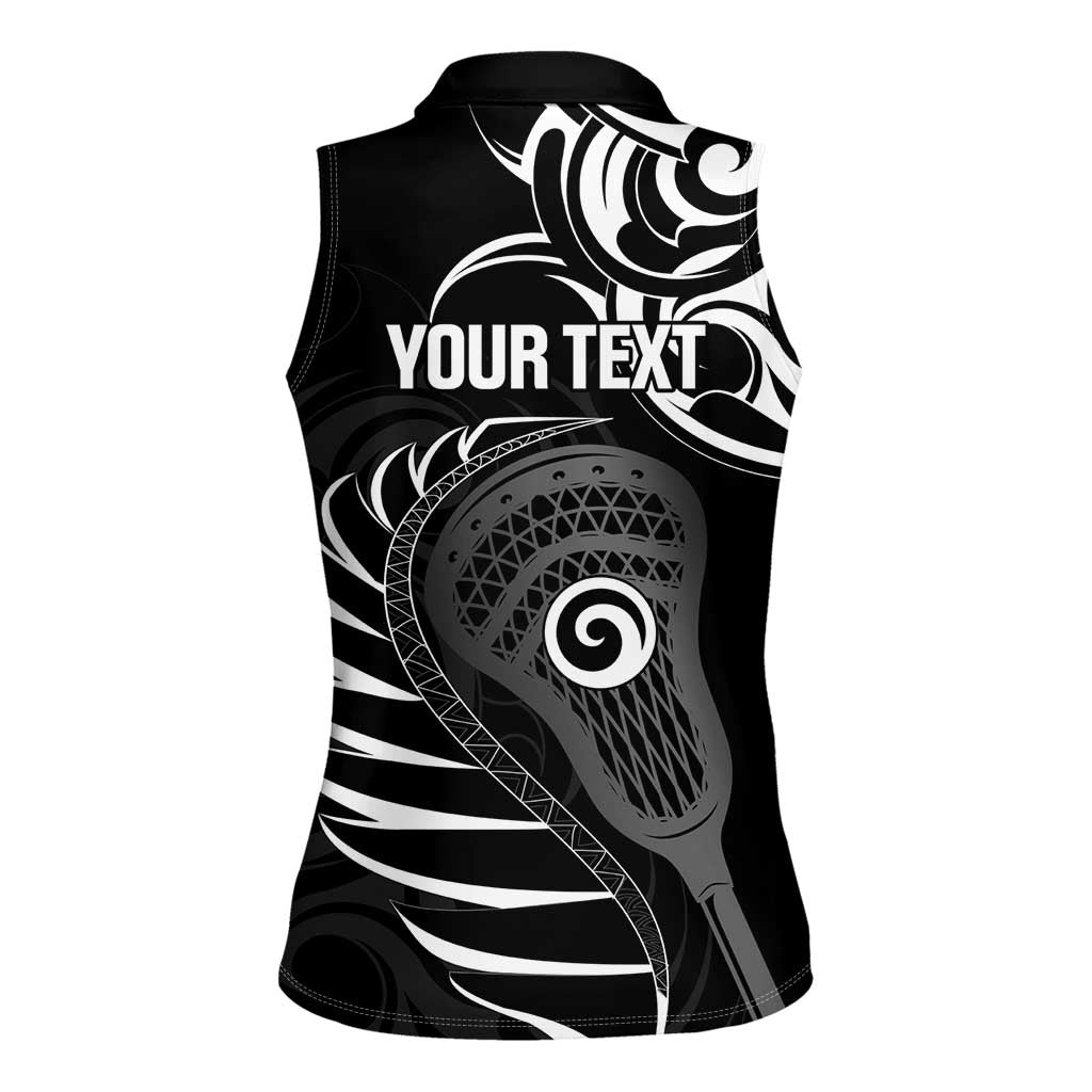 Personalised New Zealand Silver Fern Lacrosse Women Sleeveless Polo Shirt Aotearoa Maori Pattern