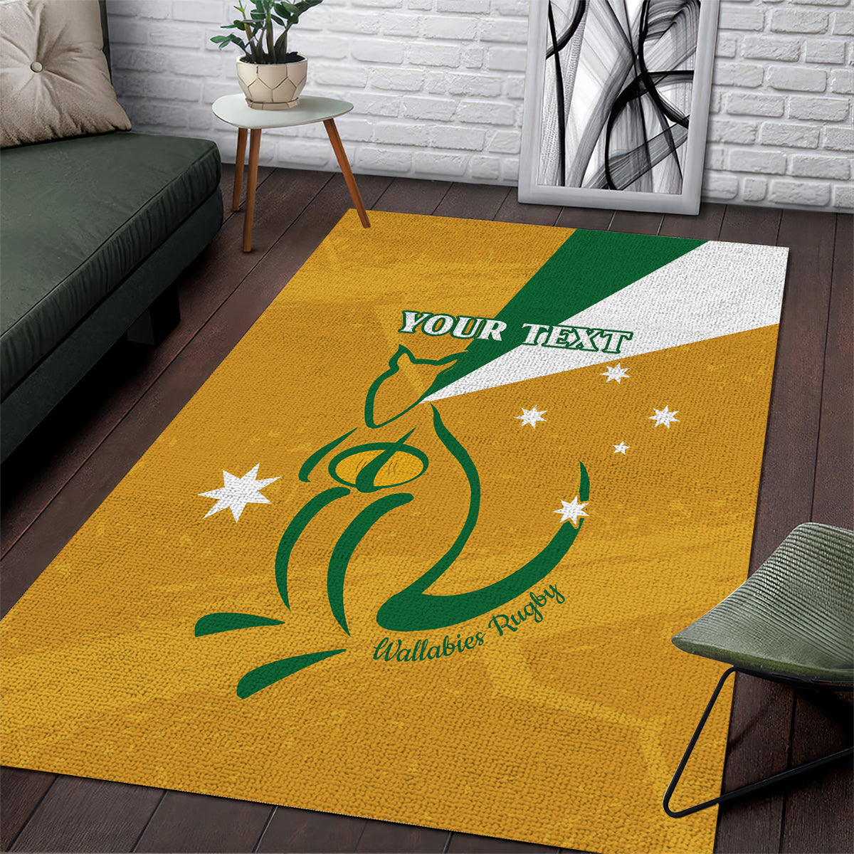 Custom Australia Rugby Area Rug 2024 Wallabies Grunge Style