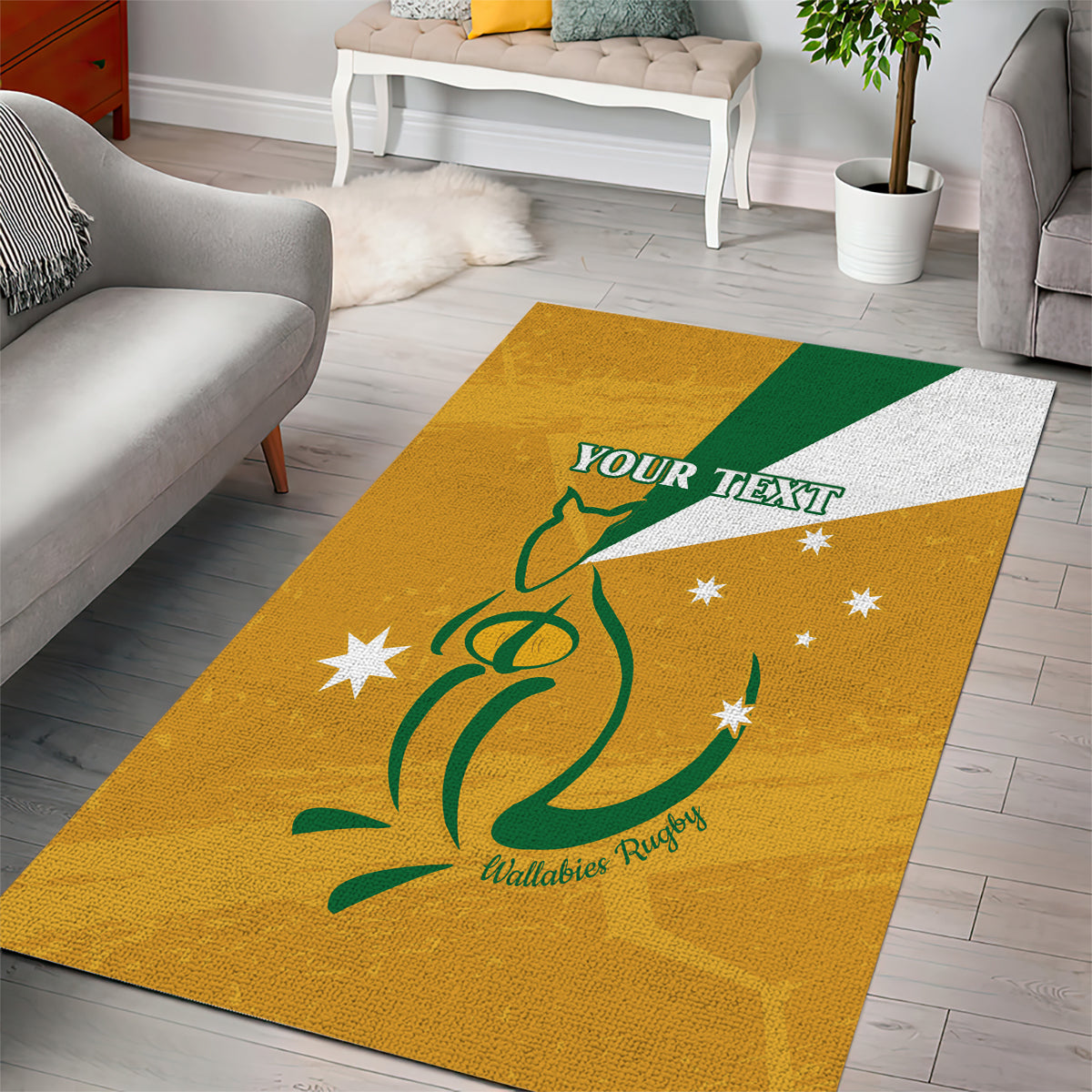 Custom Australia Rugby Area Rug 2024 Wallabies Grunge Style