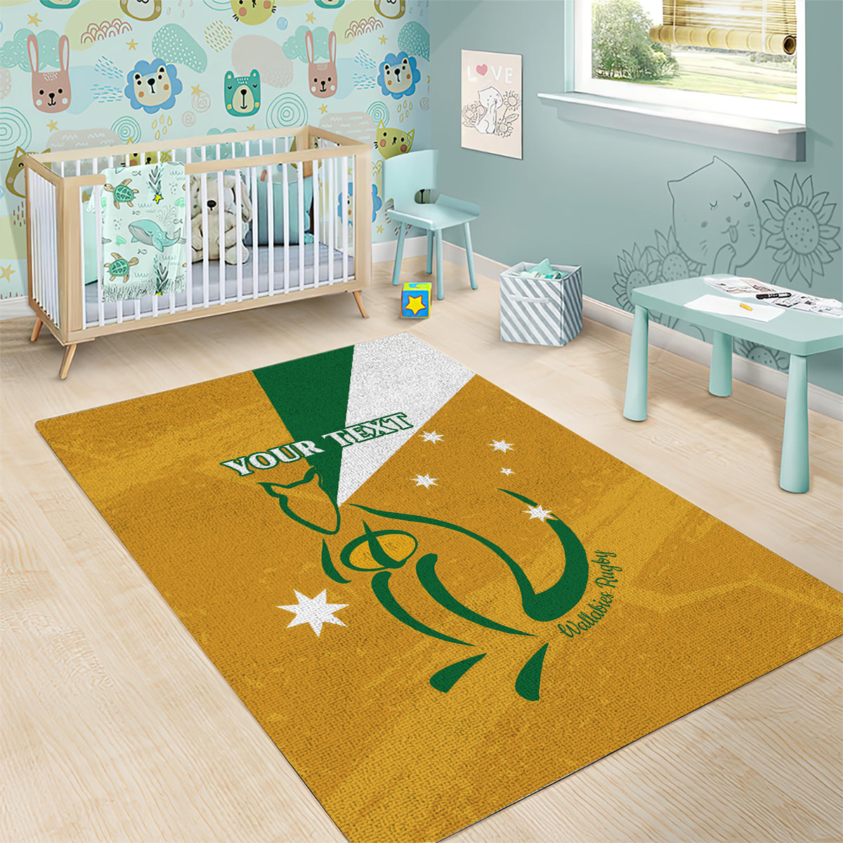 Custom Australia Rugby Area Rug 2024 Wallabies Grunge Style