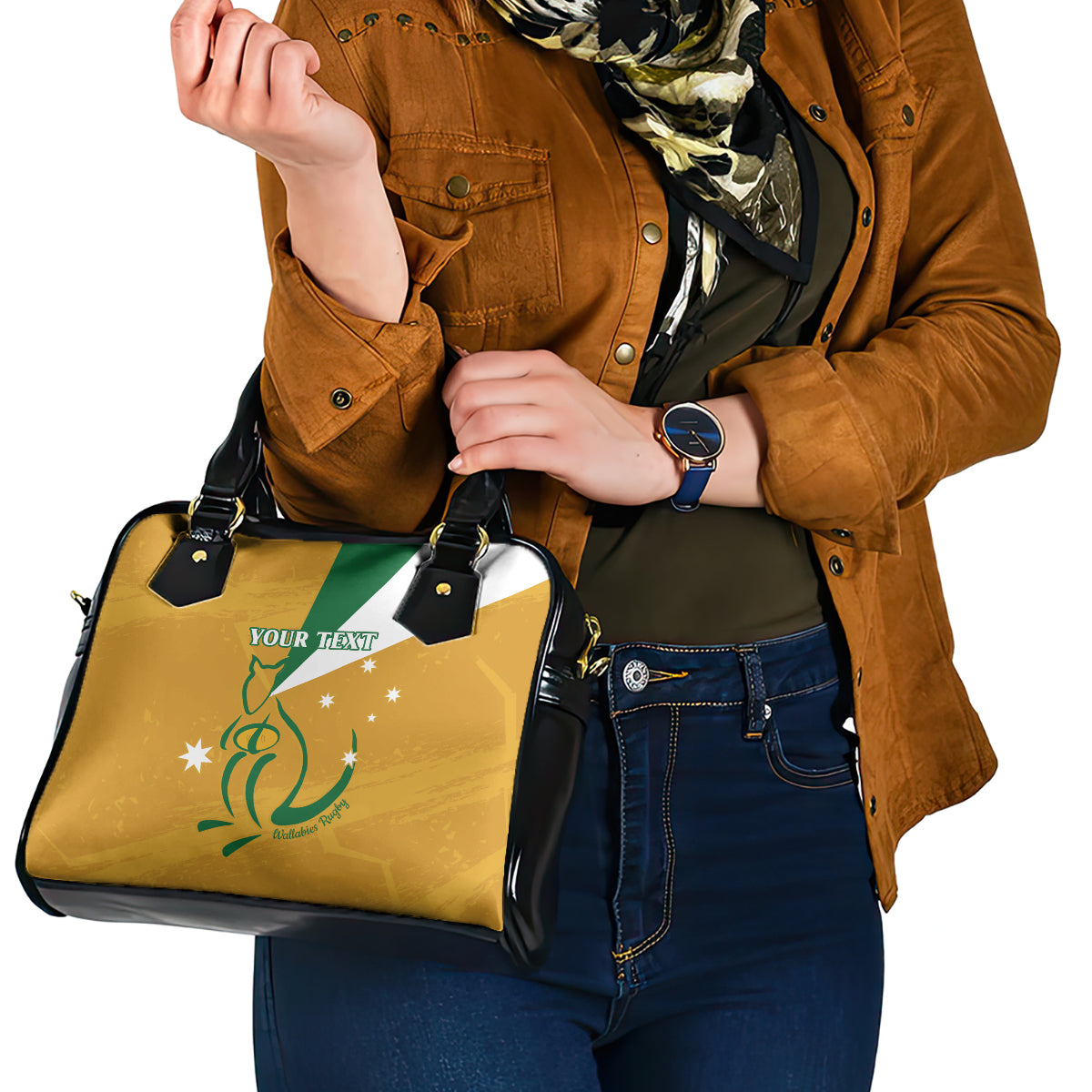 Custom Australia Rugby Shoulder Handbag 2024 Wallabies Grunge Style