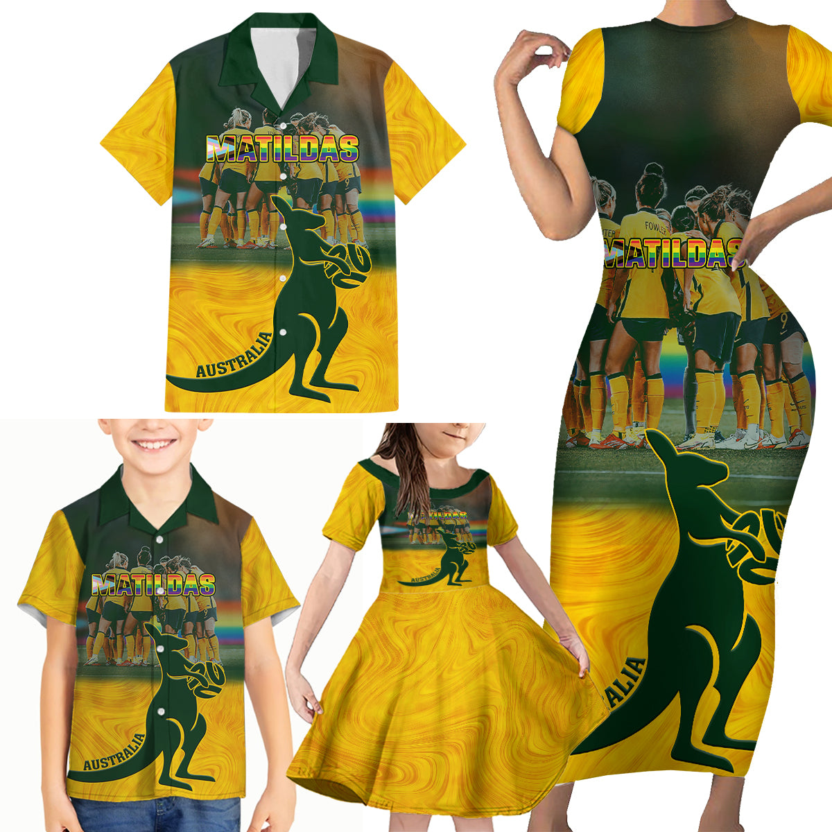 matildas-pride-family-matching-short-sleeve-bodycon-dress-and-hawaiian-shirt-lgbt-kangaroo-australian-proud