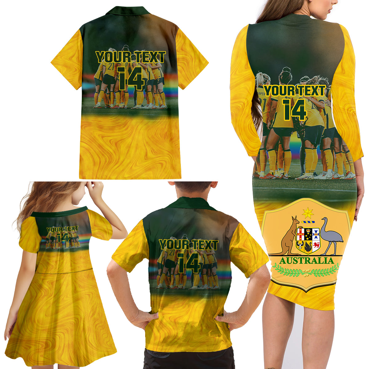 custom-matildas-pride-family-matching-long-sleeve-bodycon-dress-and-hawaiian-shirt-lgbt-kangaroo-australian-proud