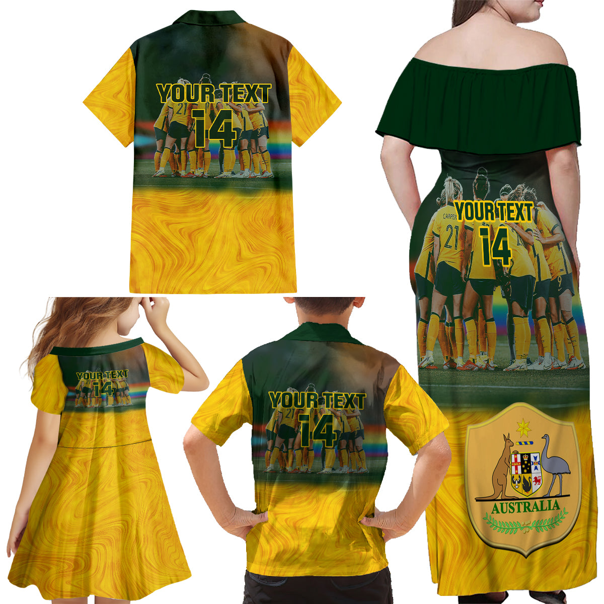 custom-matildas-pride-family-matching-off-shoulder-long-sleeve-dress-and-hawaiian-shirt-lgbt-kangaroo-australian-proud