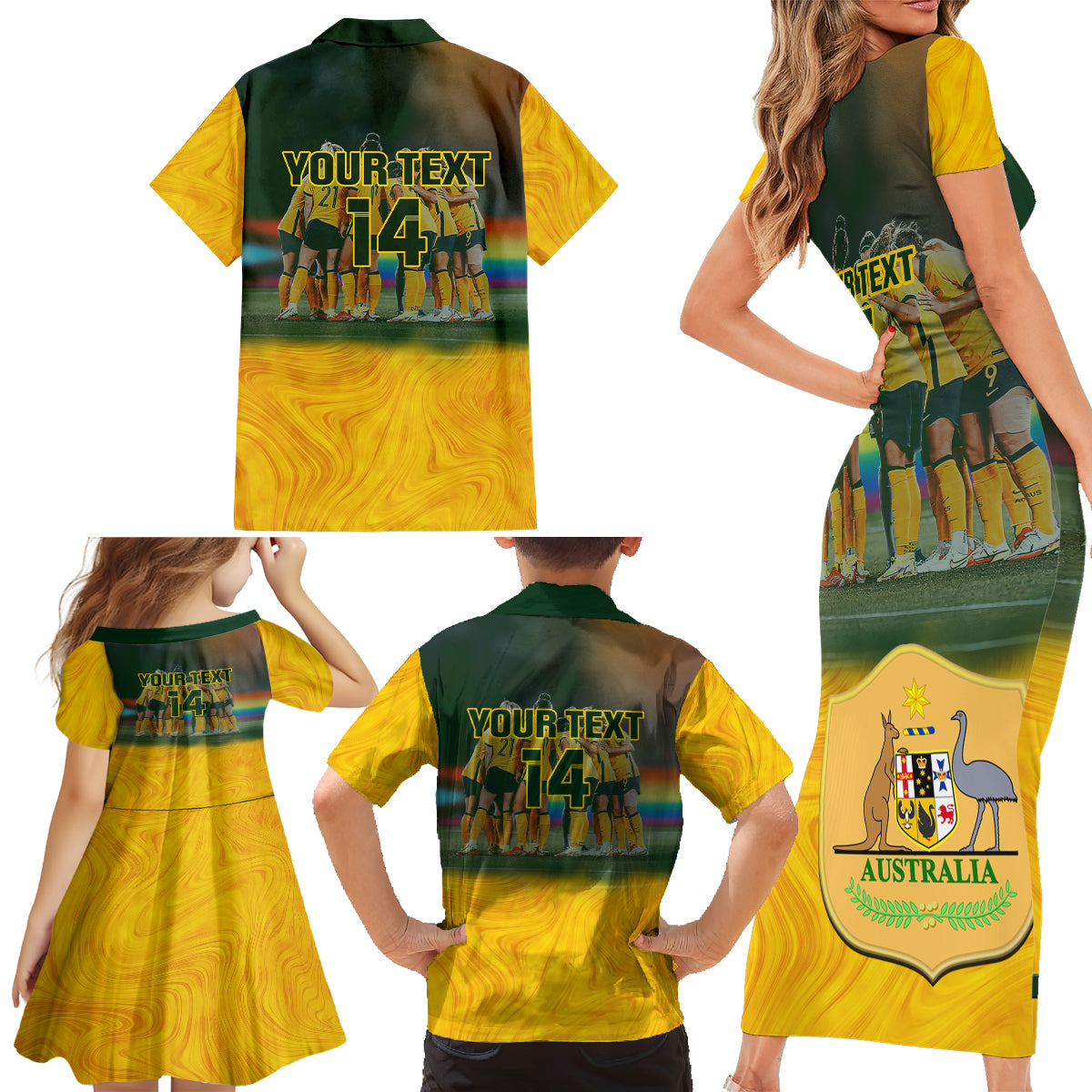 custom-matildas-pride-family-matching-short-sleeve-bodycon-dress-and-hawaiian-shirt-lgbt-kangaroo-australian-proud