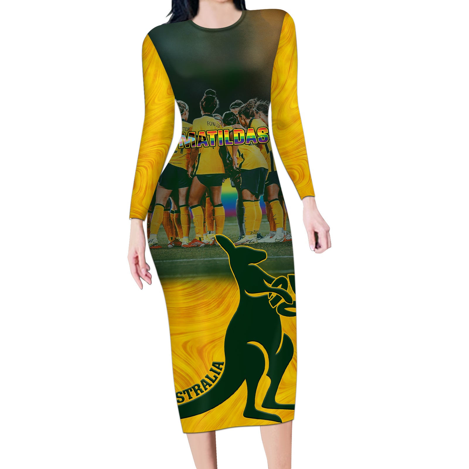 custom-matildas-pride-long-sleeve-bodycon-dress-lgbt-kangaroo-australian-proud