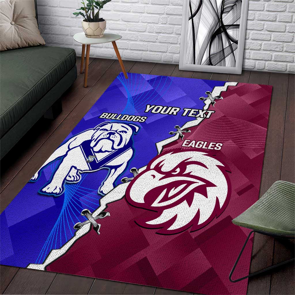 Personalised Bulldogs And Eagles Rugby Area Rug Dynamic Style