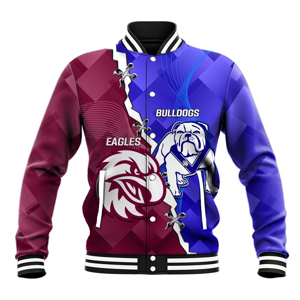 Personalised Bulldogs And Eagles Rugby Baseball Jacket Dynamic Style