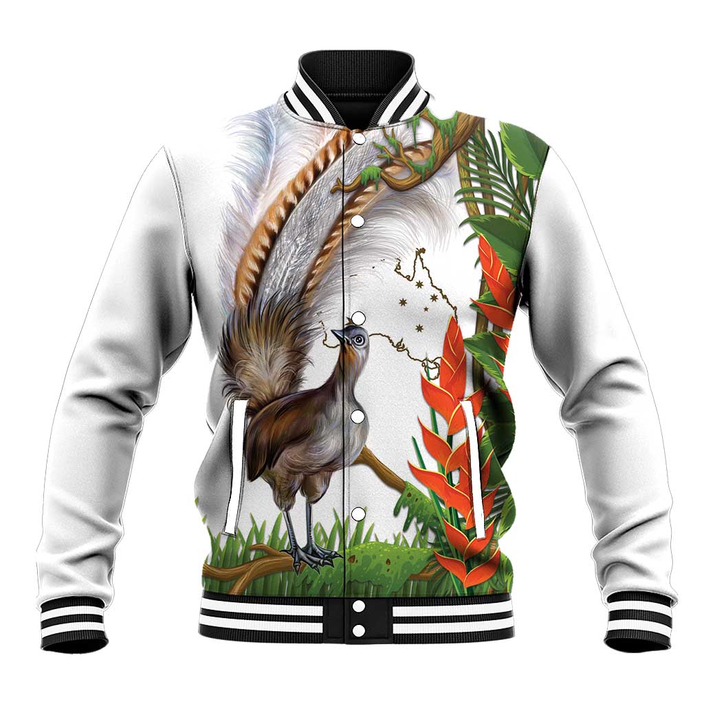 Australia Superb Lyrebird Baseball Jacket Aussie Map - Rainforest Vibes