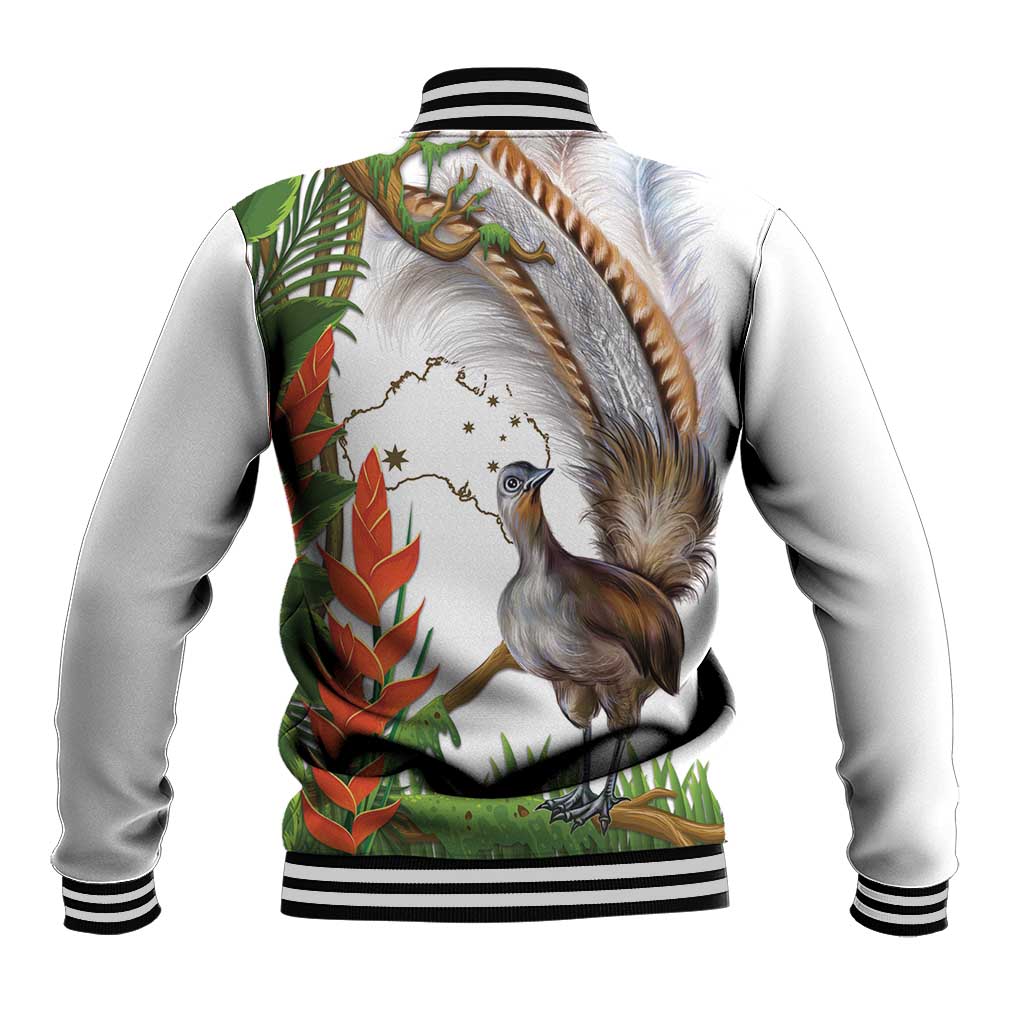 Australia Superb Lyrebird Baseball Jacket Aussie Map - Rainforest Vibes