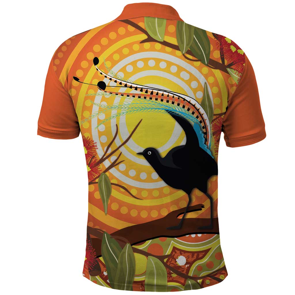 Australia Superb Lyrebird Polo Shirt Aboriginal Art