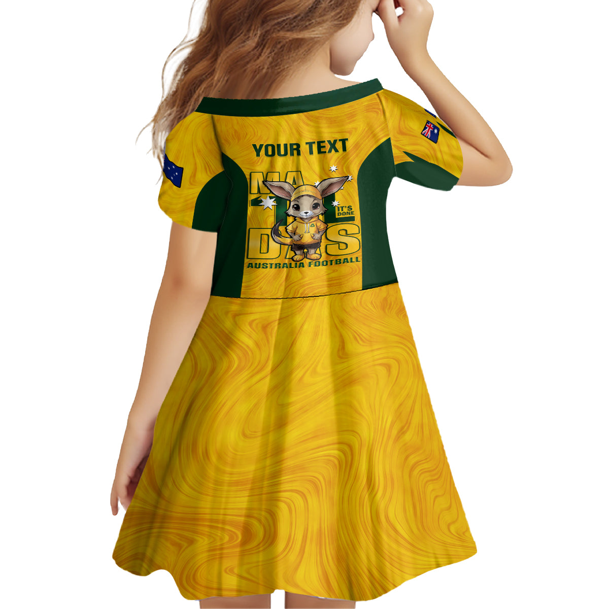 custom-matildas-family-matching-long-sleeve-bodycon-dress-and-hawaiian-shirt-australian-cute-mascot-unique-gold-version