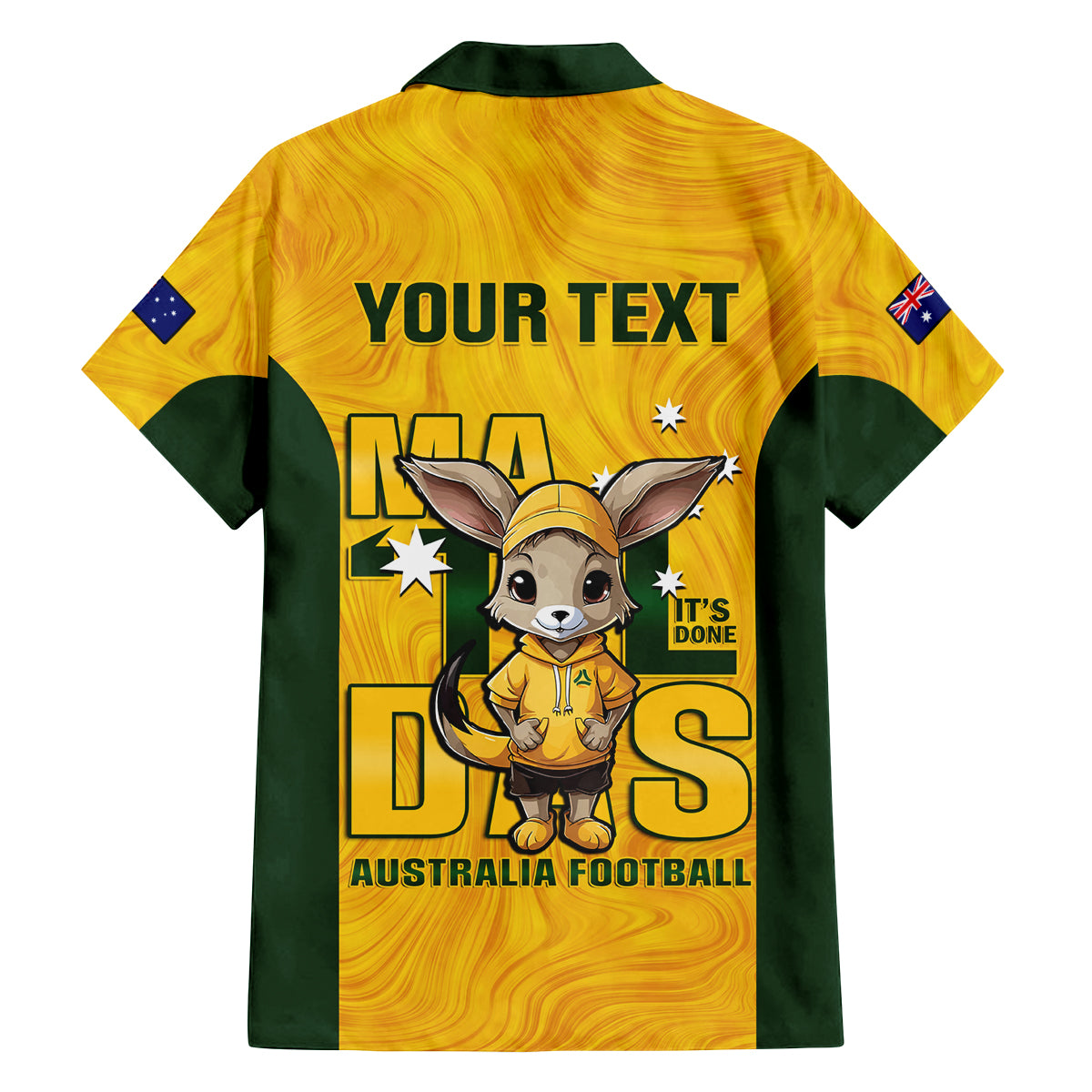 custom-matildas-family-matching-long-sleeve-bodycon-dress-and-hawaiian-shirt-australian-cute-mascot-unique-gold-version