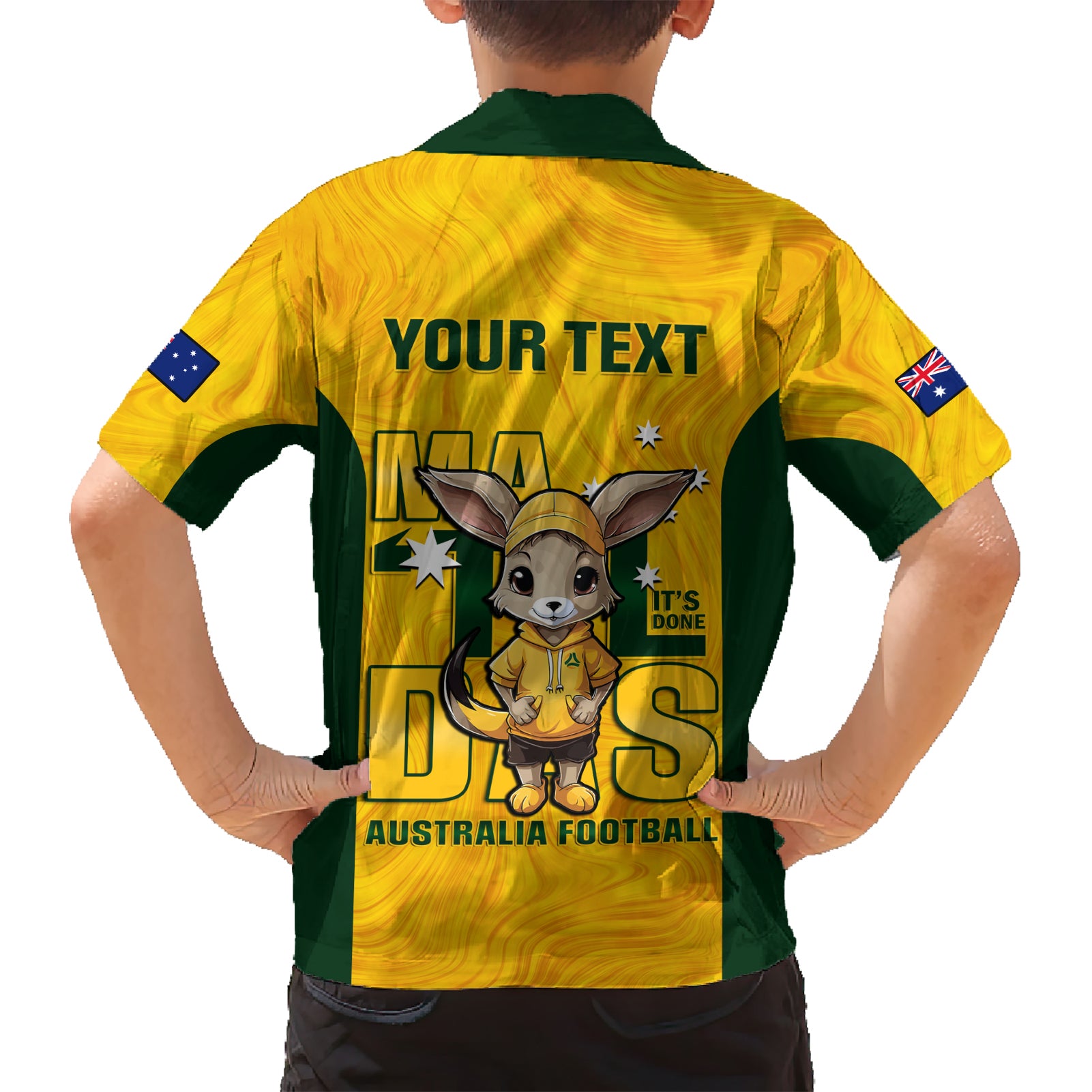 custom-matildas-family-matching-short-sleeve-bodycon-dress-and-hawaiian-shirt-australian-cute-mascot-unique-gold-version