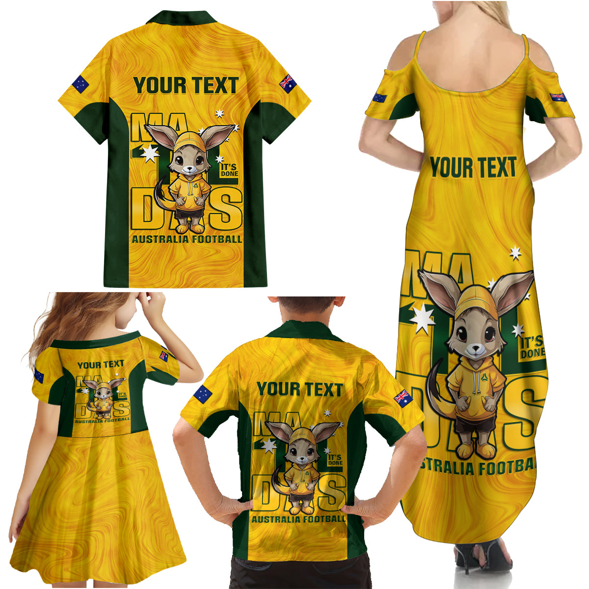 custom-matildas-family-matching-summer-maxi-dress-and-hawaiian-shirt-australian-cute-mascot-unique-gold-version