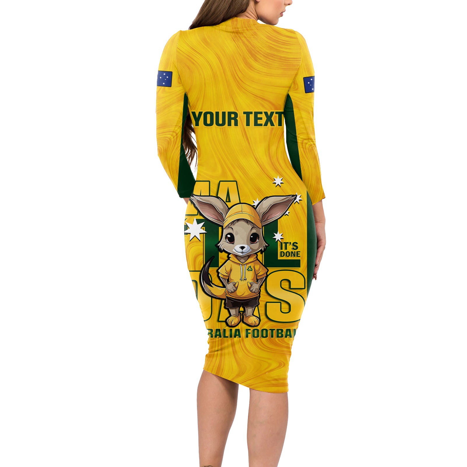 custom-matildas-long-sleeve-bodycon-dress-australian-cute-mascot-unique-gold-version