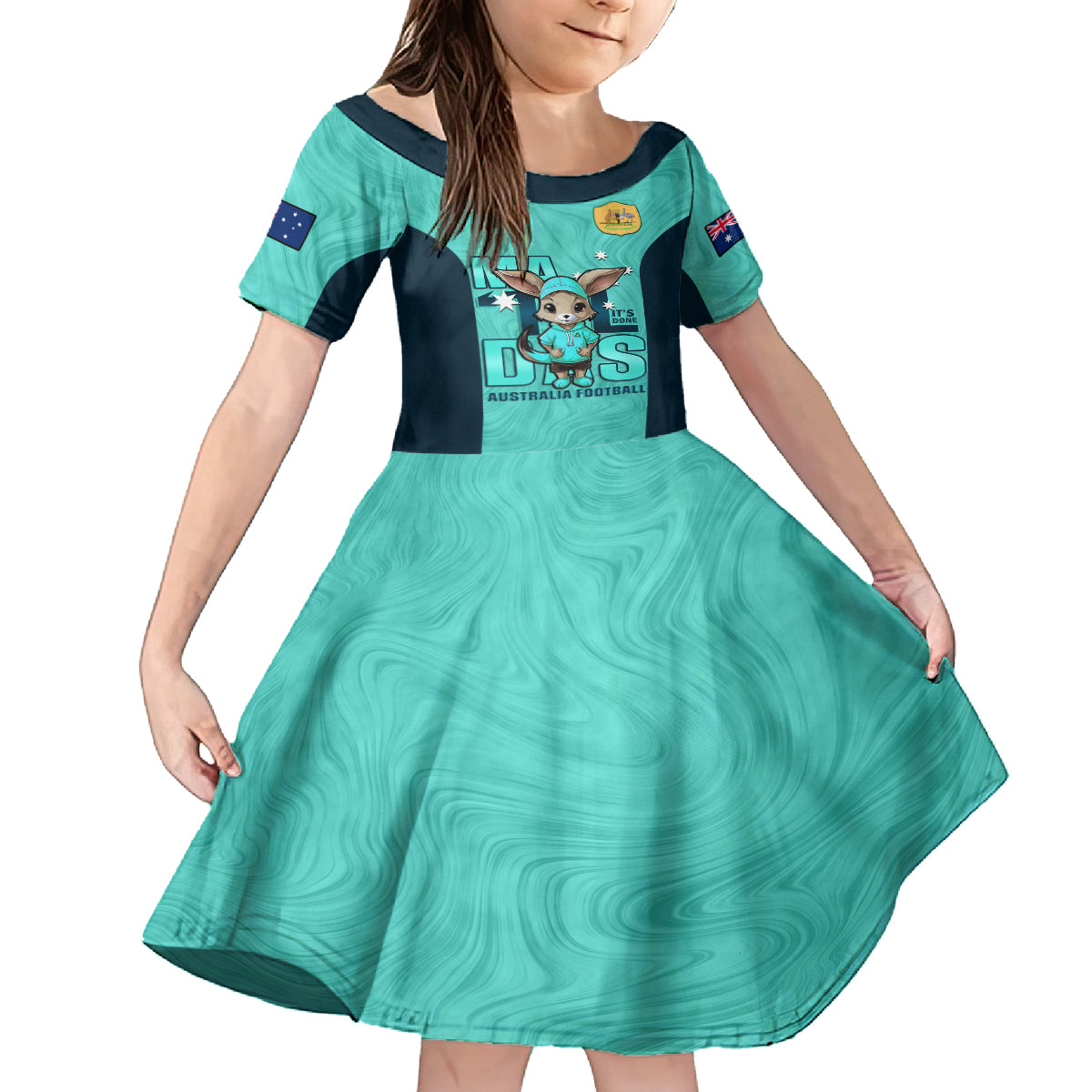 custom-matildas-family-matching-long-sleeve-bodycon-dress-and-hawaiian-shirt-australian-cute-mascot-unique-turquosie-version