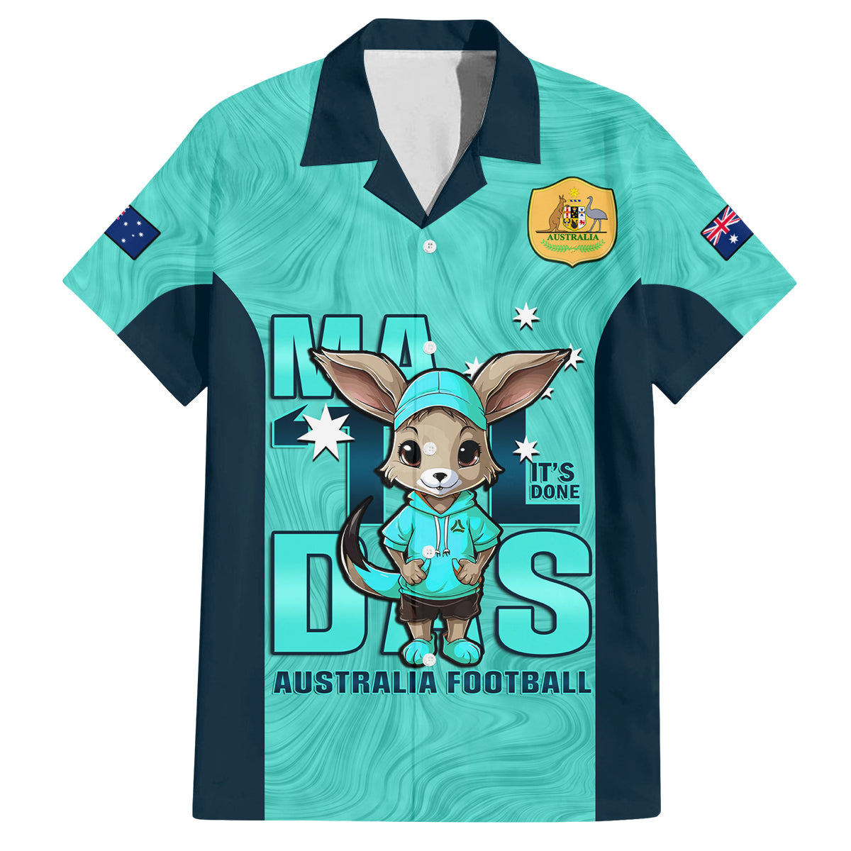 custom-matildas-family-matching-long-sleeve-bodycon-dress-and-hawaiian-shirt-australian-cute-mascot-unique-turquosie-version