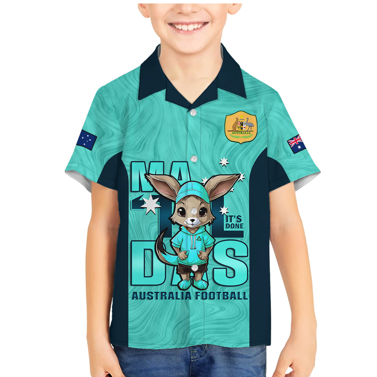 custom-matildas-family-matching-mermaid-dress-and-hawaiian-shirt-australian-cute-mascot-unique-turquosie-version